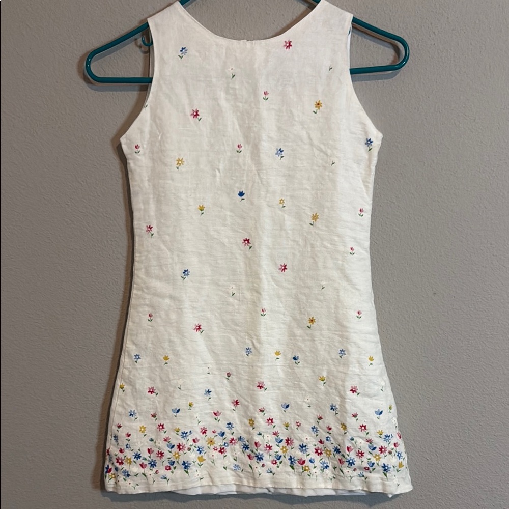 Susanne Lively 100% Linen Lined Floral Embroidered Sleeveless Dress Girl’s Sz 8